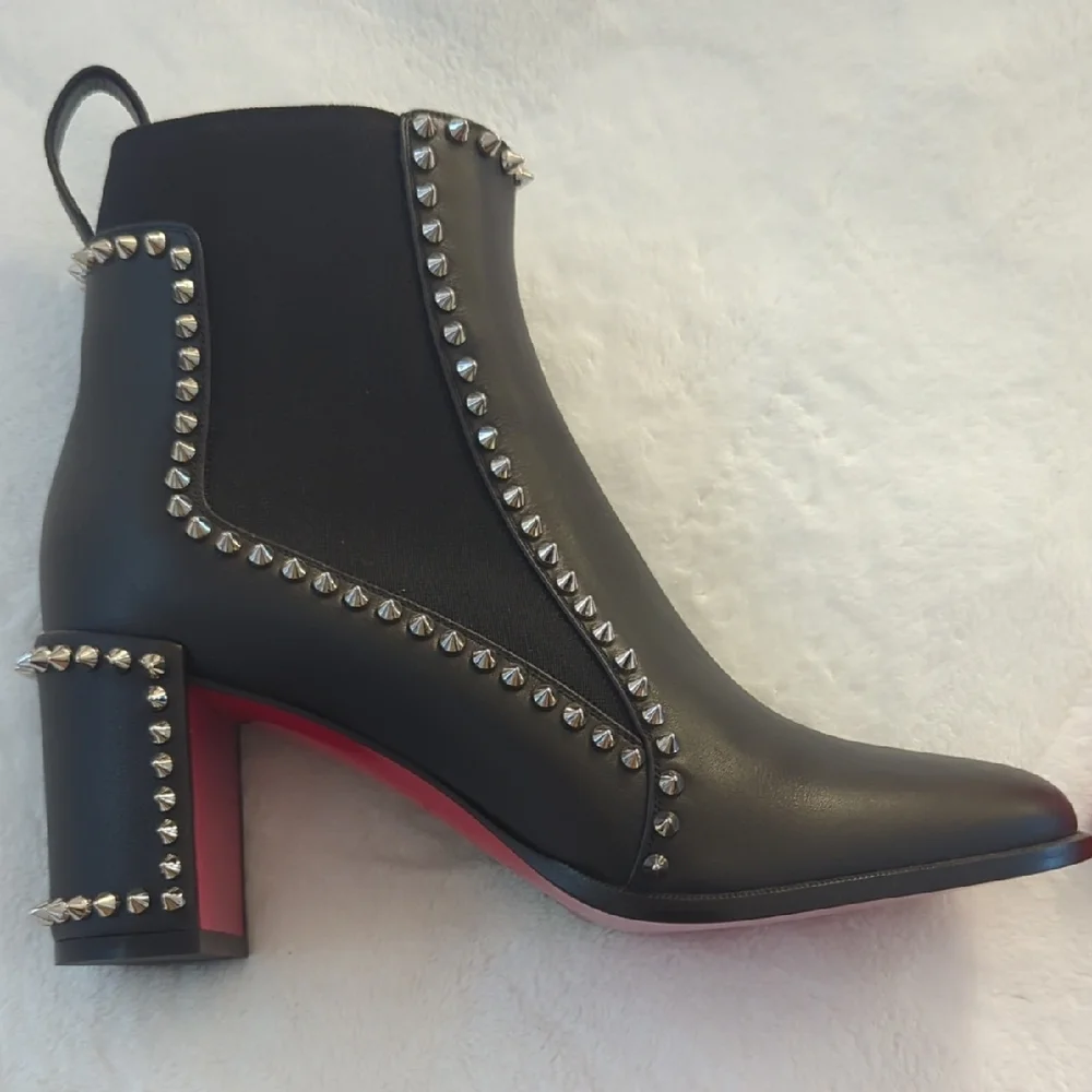 Christian Louboutin Black Studded Ankle Boots - Picture 2 of 4